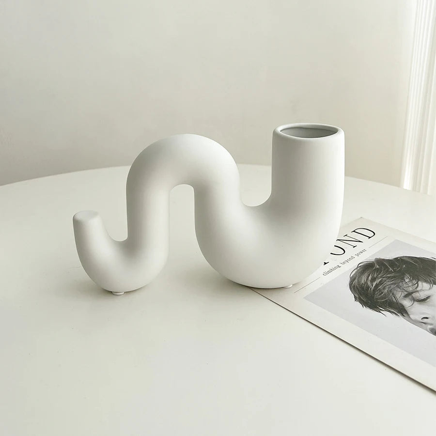 Livetai Wabi-Sabi Ceramic Abstract Sculpture,Handmade Irregular Decorative Ornament for Modern Home Decor, Bookshelf, Bar,