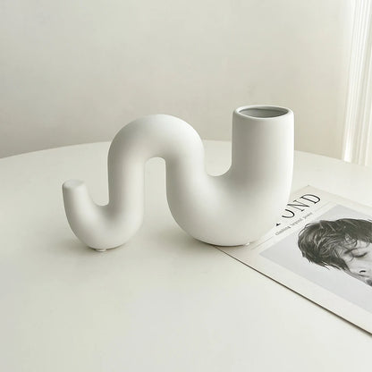 Livetai Wabi-Sabi Ceramic Abstract Sculpture,Handmade Irregular Decorative Ornament for Modern Home Decor, Bookshelf, Bar,