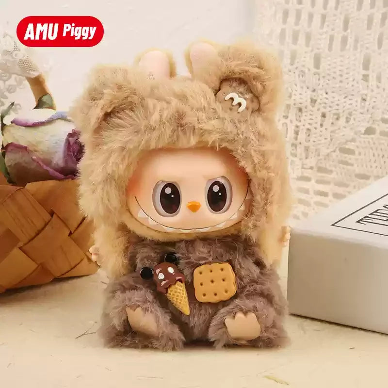 New Hot Lafufu  Dolls Sitting Party Clothing Outfit 17cm Mini Plush Doll'S Clothes Bear Rabbit Bib Pants Overalls Accessories