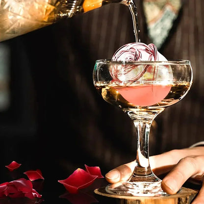 3D Rose Ice Cube Tray Silicone Mold - 4 Giant Flower & Ball Ice Maker for Cocktails, Reusable, Easy Release, Party & Home Bar