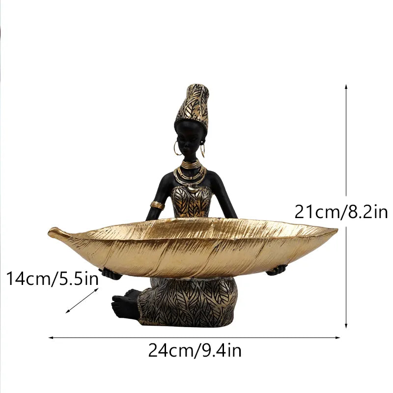 SAAKAR Harz exotische schwarze Frau Aufbewahrung Figuren Afrika Figur Home Desktop Dekor Schlüssel Süßigkeiten Container Innen Handwerk Objekte