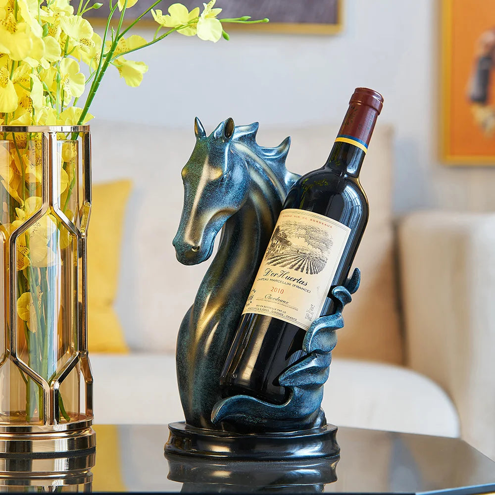 Resin Horse Head Wine Rack Light Luxury Wine Cabinet Ornaments  Exquisite Gift High Sense Home Office Wine Stand Crafts