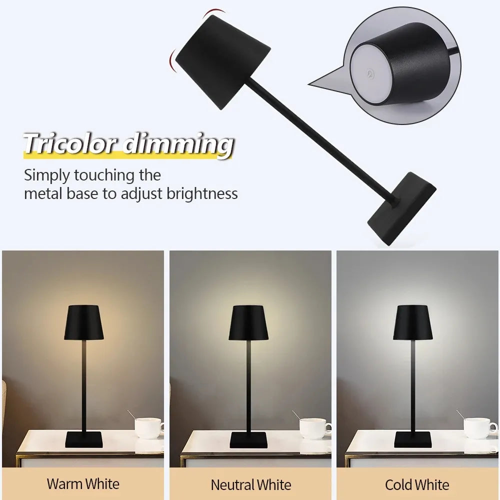 LED Desk Lamp Bar Restaurant Ambiance Wireless Table Lamps Study Office Light Waterproof Touch Lamp with USB Charging