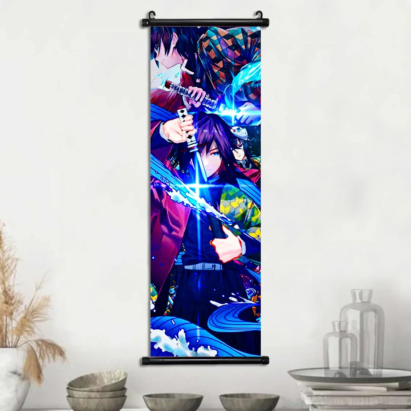 Demon Slayer Hashira Nezuko Agatsuma Zenitsu Inosuke Scroll Canvas Wall Hanging Painting Home Decor Anime Poster Wall Art Room