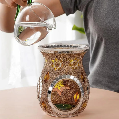 Mosaic Glass Oil Burner Candle Holder Essential Decoration