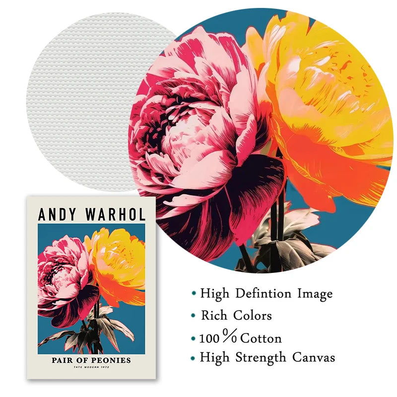 Andy Warhol Artwork Flowers Tulip Sunflowers Daisies Peony Abstract Poster Canvas Paintings Wall Art Pictures Home Decor