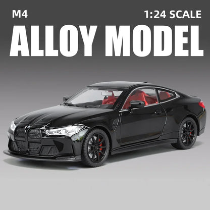 1:24 Scale M4 Alloy Diecast Model Cars Toys Rubber Tires 4 Doors Opened Vehicles Light Music Toy Models for Boys Birthday Gifts