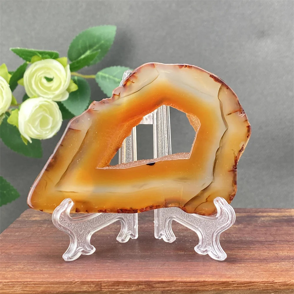 Natural Red Agate Crystal Cavity Stone - Energy Healing Reiki Meditation Beautiful Home Decor Gift for Prayer