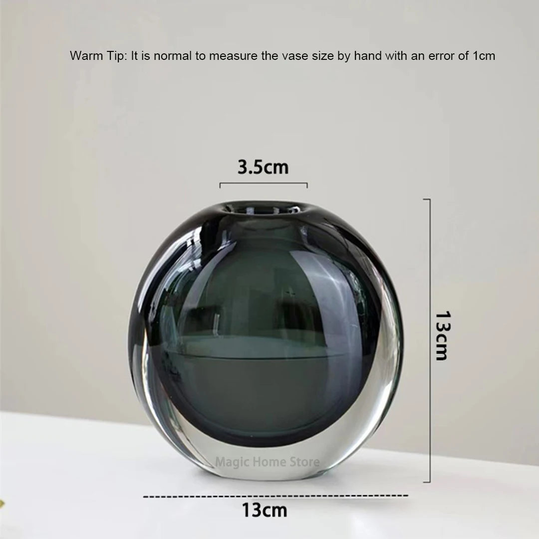 Transparent Glass Vase Crystal Flower Hydroponic Vase Modern Indoor Room Decor Decorative Vases for Living Room Table Decoration