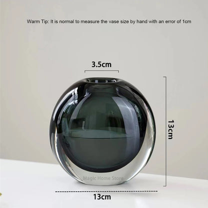 Transparent Glass Vase Crystal Flower Hydroponic Vase Modern Indoor Room Decor Decorative Vases for Living Room Table Decoration