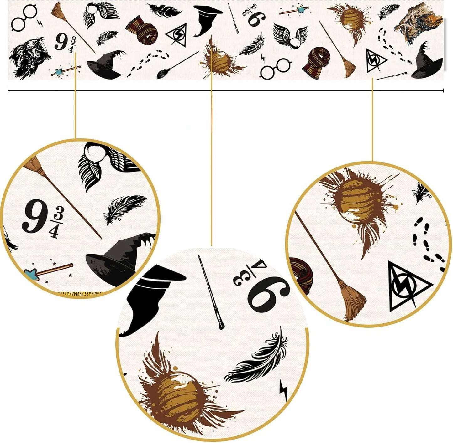 Halloween Wizard Table Runner Magical Boy Girl Birthday Linen Table Runners Party Decoration Witch Sign Kitchen Dining Decor