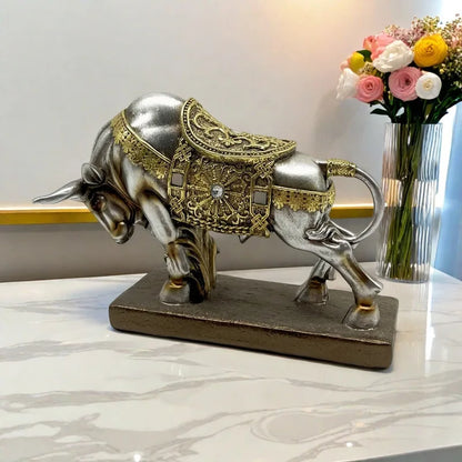 Bull Statue Animal Sculpture Desktop Decoration Fengshui Ornaments Strength and Prosperity Symbol Home Office Cabinet Gift