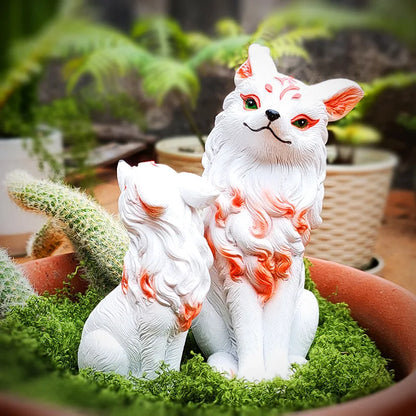 Fox Ornaments Nine-Tailed Fox Decorative Accessories Garden Art Figurine Decoration Resin Animal Sculpture Ornament Room Decor