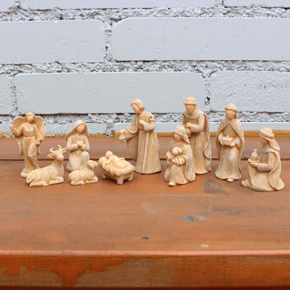 10pcs Ativity Birth Christmas Crib Scene Decorative Figurines Catholic Christian Room Decor Orthodox Manger Church Utensils Jesu