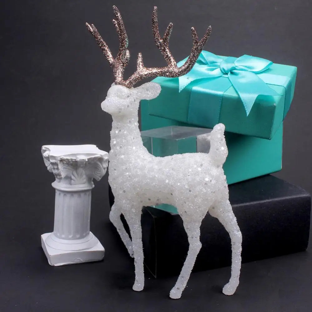 2/1PCS Gold Deer Statue Reindeer Figurines Plastic Elk Sculpture Living Room Luxury Home Christmas Decoration Tabletop Ornaments