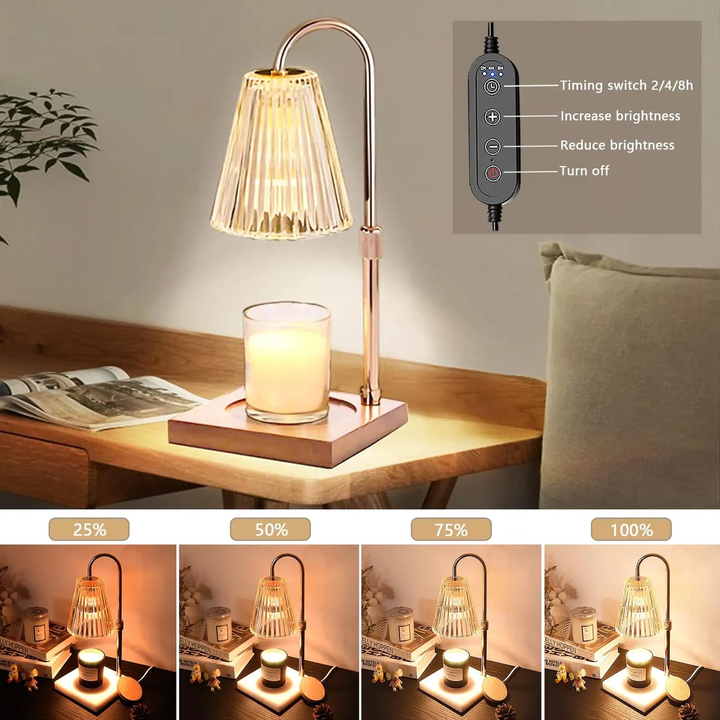 Desk lamp Electric Candle Warmer with Timer Dimmable Candle Lamp Compatible with Small and Large Candles  Aromatic Candle light