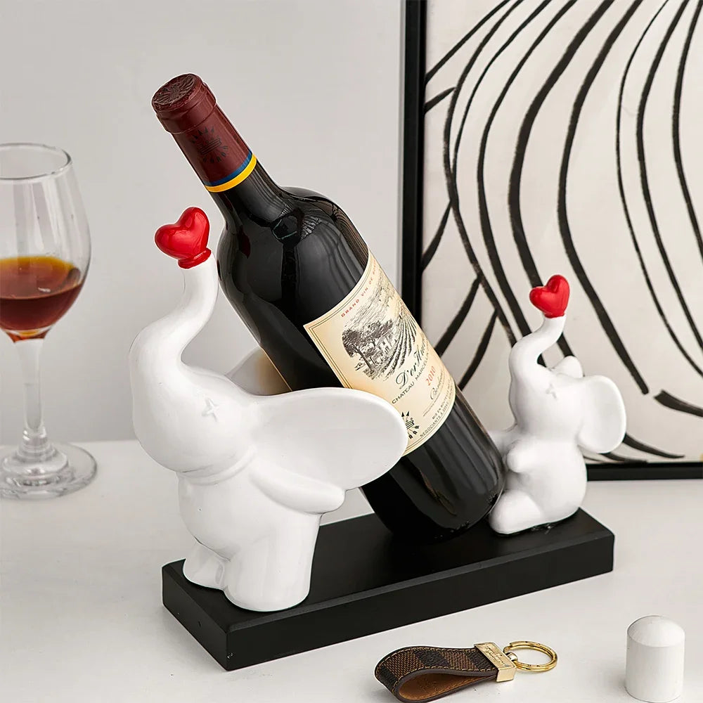 Indoor Figurine Elephant Sculpture Wine Bottle Holder Bracket Creative Living Room Home Housing Decor Abstract Art Ornament