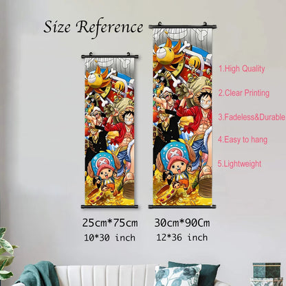 Luffy Hanging Scroll Poster ONE PIECE Anime Cartoon Wall Artwork Canvas Decor Home Decoration Zoro Wallpaper Doflamingo Art Gift