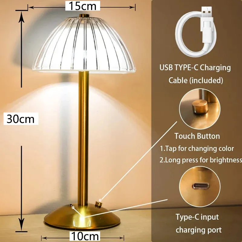 Led Table Desk Lamp Retro Bar Rechargeable Light Room Decor Lampe Camping Luces Bedroom Coffee Decoration Chambre Night Lights