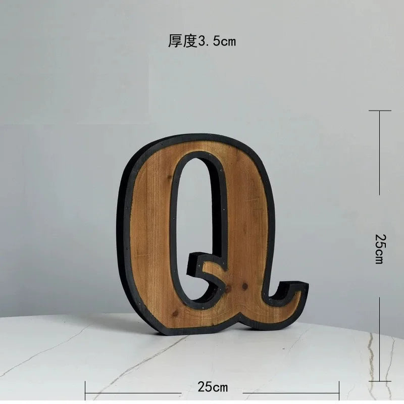 Industrial Style Uppercase English Letter Combination Distressed Solid Wood Bar Ornaments Cafe Shop Logo Decor Desktop Crafts