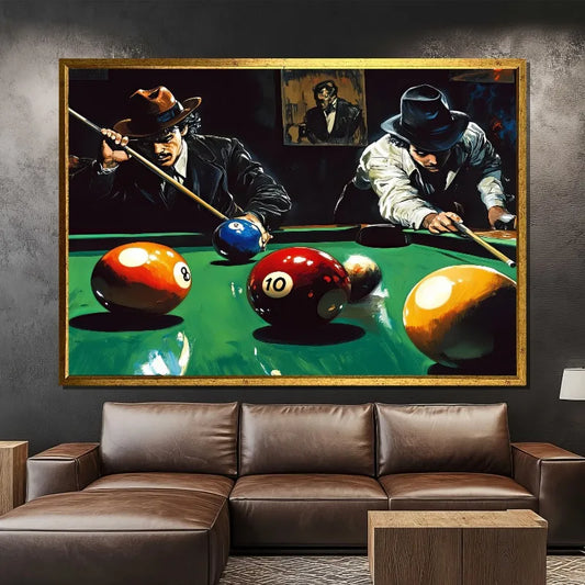 Retro Men Playing Billiards Gangster Style Pool Game Art Poster Canvas Painting Wall Prints Picture for Room Home Decor Cuadros