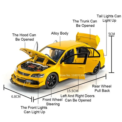 1:32 Mitsubishi Pajero Lancer Evolution IX SUV Alloy Toy Cars Models Sound Light Toys Pull Back Off Road Boys Gifts Collection