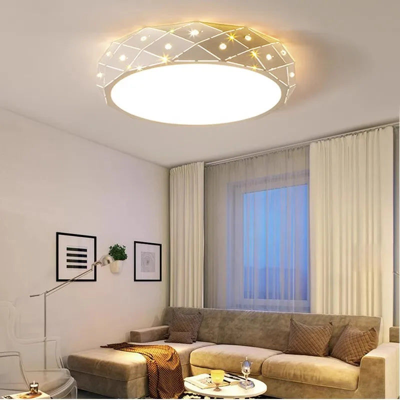 LED Ceiling Lamp with Remote Control Dimmable Creative Energy-saving Circular Ceiling Light Living Room Bedroom Indoor Lighting