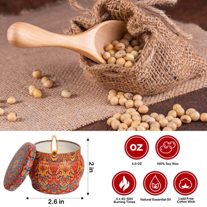 4 Pack Scented Candles Gifts Box Set for Women, Soy Wax Lavender Vanilla Lemon Rose Aromatherapy Candles for Christmas,Birthday