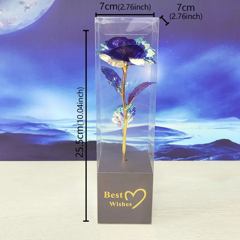 Galaxy Rose Eternal 24K Gold Flower Foil Plastic Artificial Roses Forever Love Wedding Decor Lover Roses Creative Gift Decor