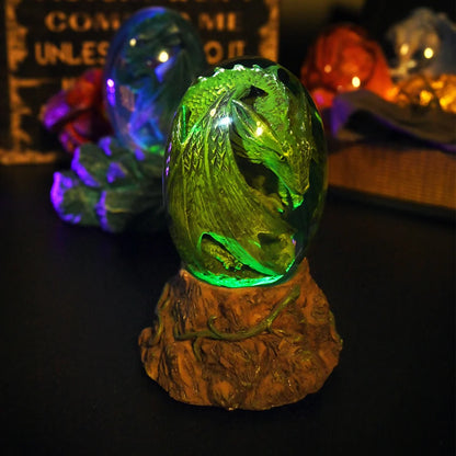 Oeuf de Dragon de lave en cristal Transparent, Statue de Dragon vert de rêve, décoration en résine, Sculpture faite à la main, ornements Souvenir, cadeau de noël