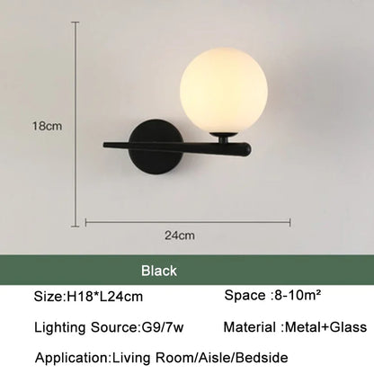 Black Gold  Indoor LED Wall Lamps with 9W G9 Bulb for Bedroom Nordic Switch LED Wall Lights Wall Sconce for Corridor Luminaire