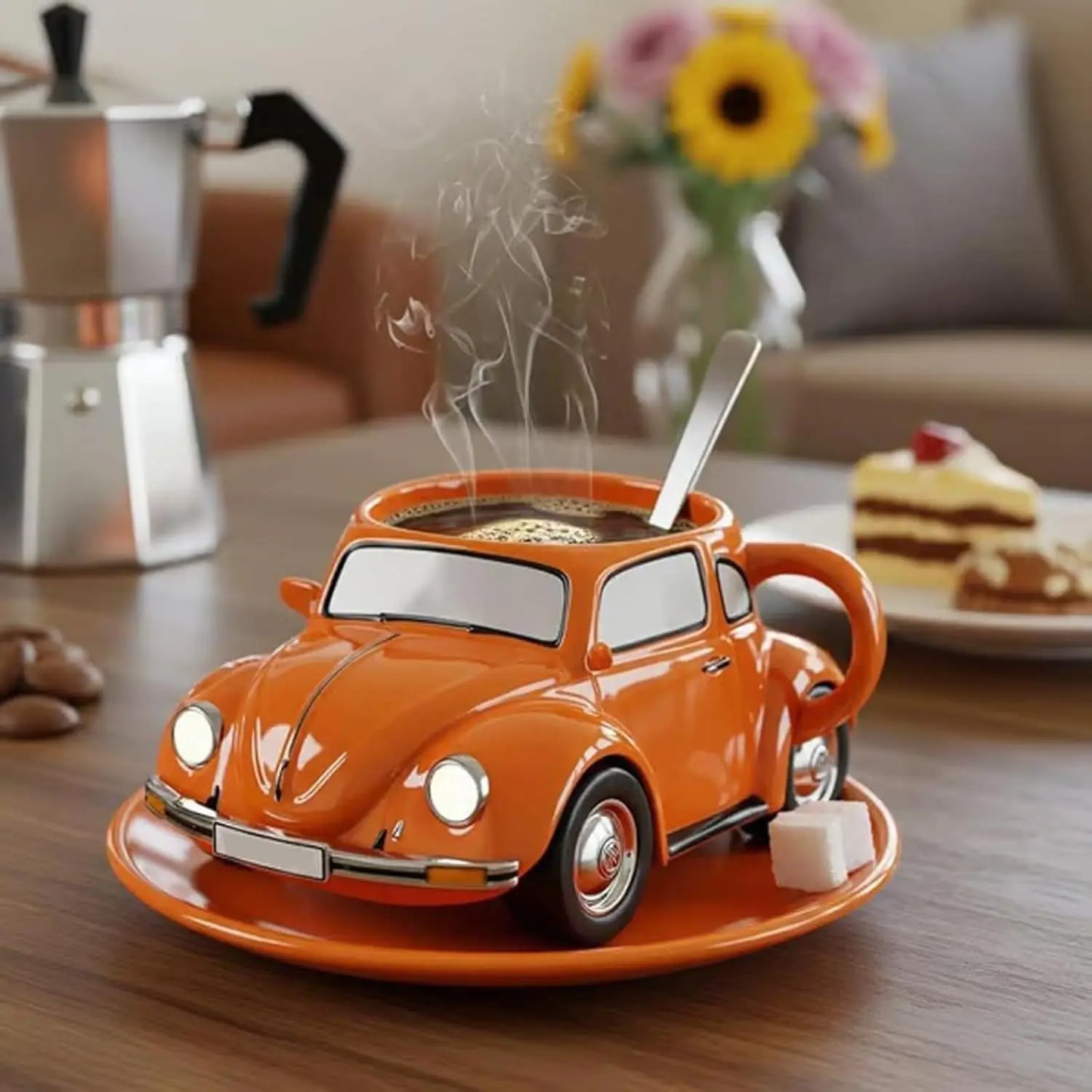 Beetle Car Coffee Mug Funny Semi Truck Heat Resist Coffee Cup Resin Creative Tea Cups Handmade Unique Drinkware for Home Kitchen