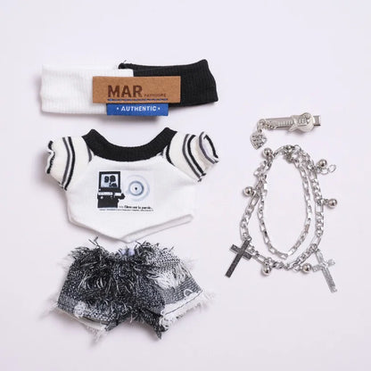 17cm Cute Mini Plush Dolls Outfits Lafufu Korean  Idol Doll Clothing Accessories Full Set Handsome Style Suits  Toy Gifts