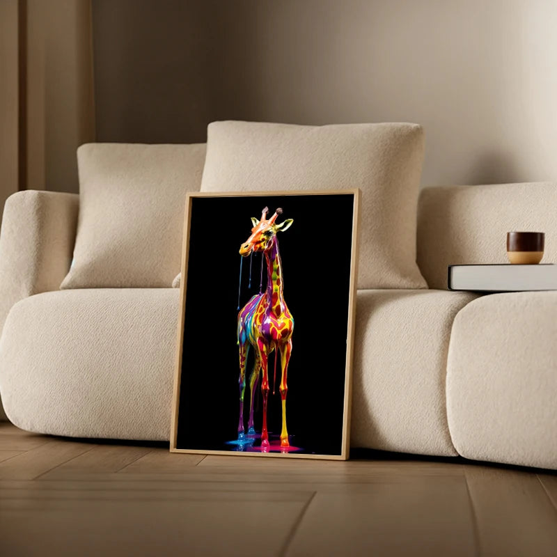 Animals With Paint Canvas Painting Rainbow Dog Sea Otter Elephent Poster Canva Prints HD Pictures Frog Animal Wall Art Unframed