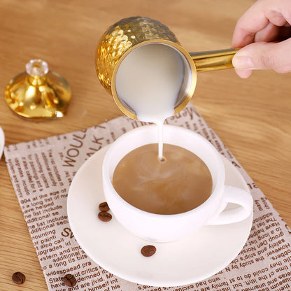 Türkische Kaffeekanne Cezve Ibrik Edelstahl langer Griff Dubai Kaffeekanne Milchbutter Schmelzkrug 600 ml