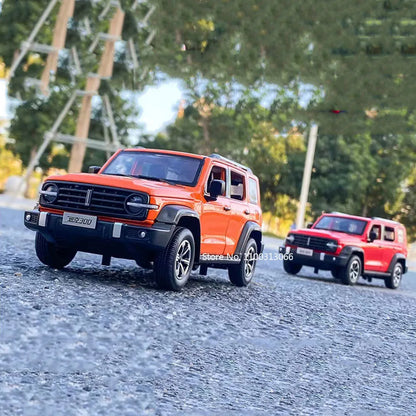 1/24 Tank 300 Alloy Cars Model Toy Rear Wheel Suspension Pull Back Vehicle with Lights Sound High Imitation Cars for Boys Gifts