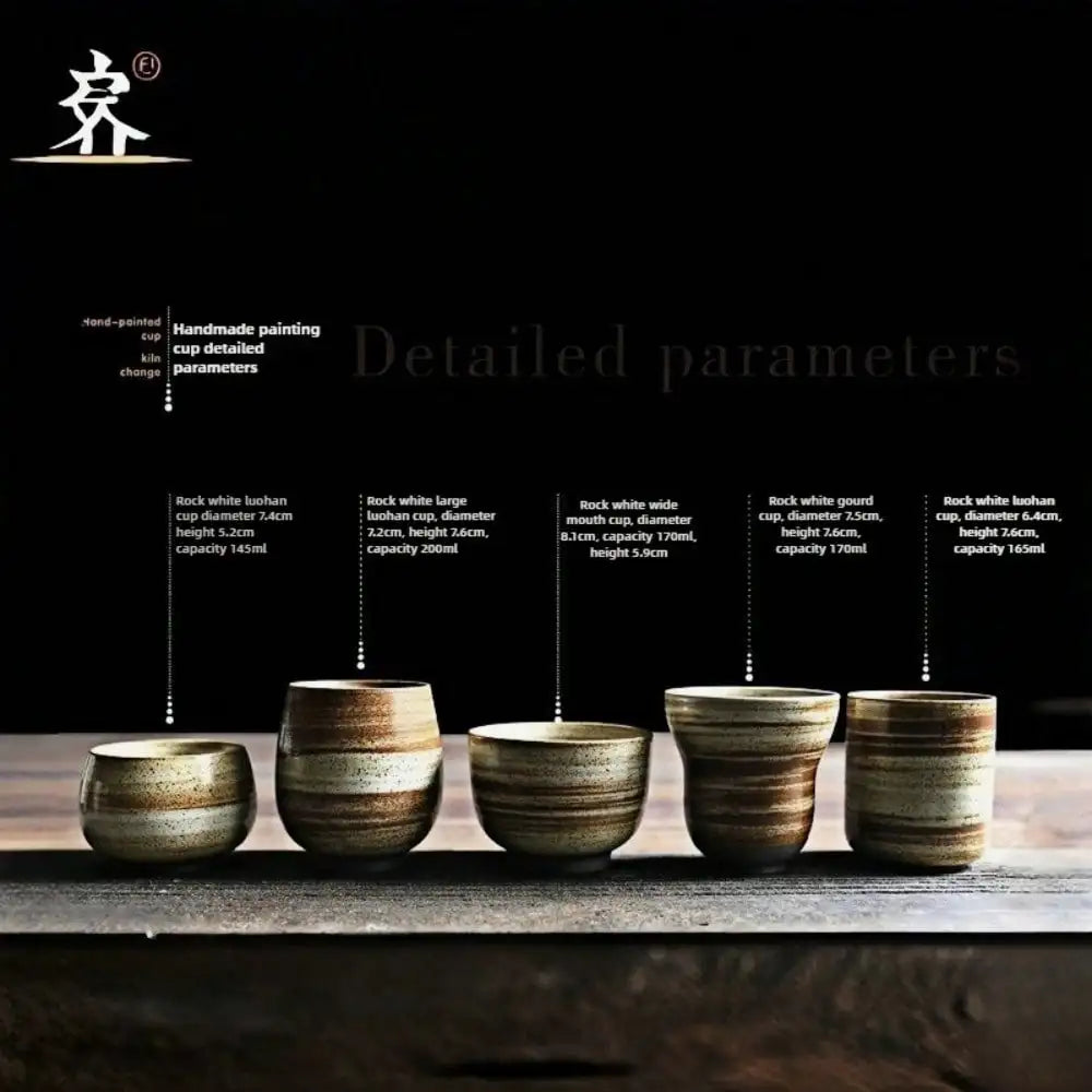 Japanese Raku Pottery MugHand-PaintedVintageCeramic Cup for Tea/Coffee 100-200ml NaturalTexture 5 Styles Home HotelRestaurantUse