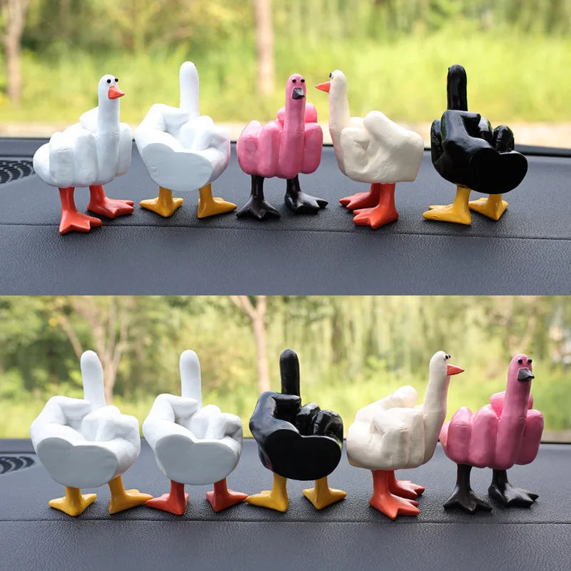New Duck Funny Creative Middle Finger Ducks Home Decoration Statue Resin Craft Garden Courtyard and Micro Landscape Figurines