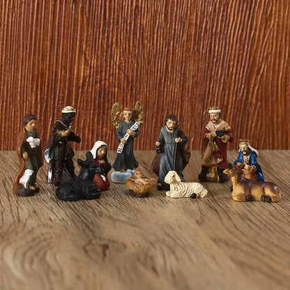 Set of 11 Nativity Figurines,Real Life Nativity Religious Baby Jesus,Holy Family,Christmas Nativity Scene Accessory Figurines