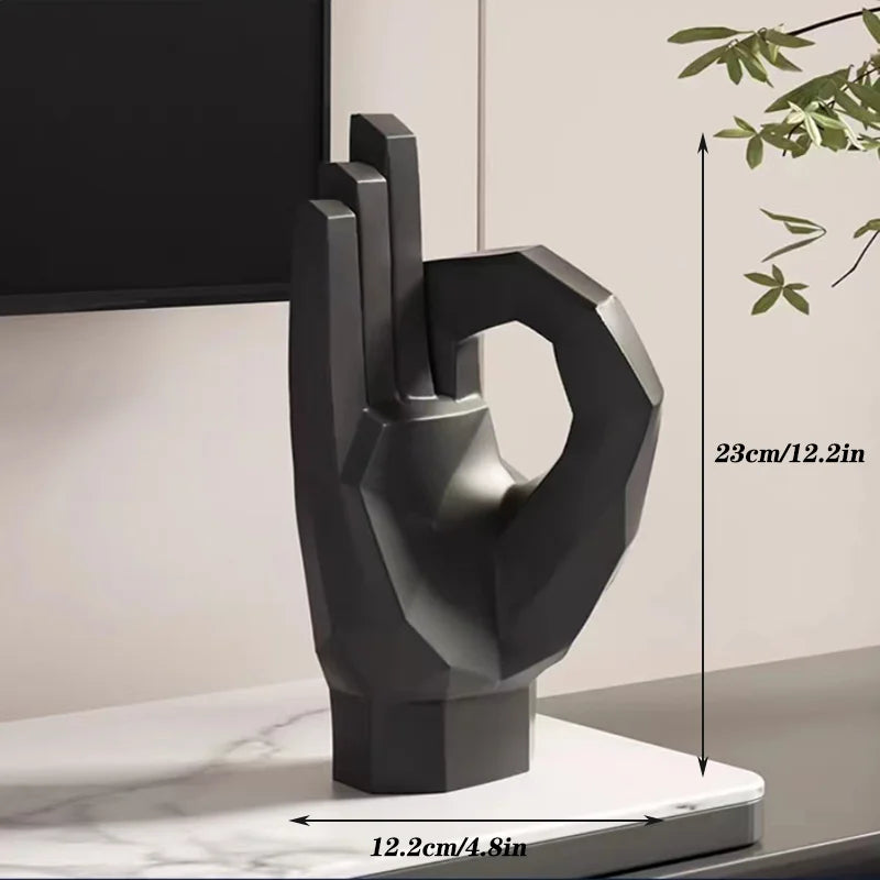 2024 New Modern Style Geometry Gesture Sculpture Resin Abstract Hand Love Statue Figurines Creative Wedding Home Living Room