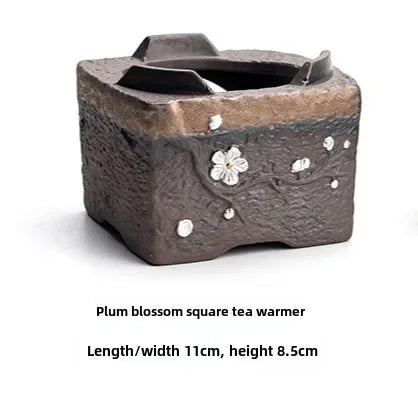 Gold plated glazed beam pot side pot, hot tea cooking stove, with open flame, candles, alcohol, creative silver plum blossom