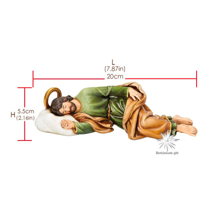 Bethlehem Gifts Schlafender Heiliger Josef, Kunstharzstatue, religiöse Skulptur, Ornament, Desktop-Statue, Heim- und Bürodekoration