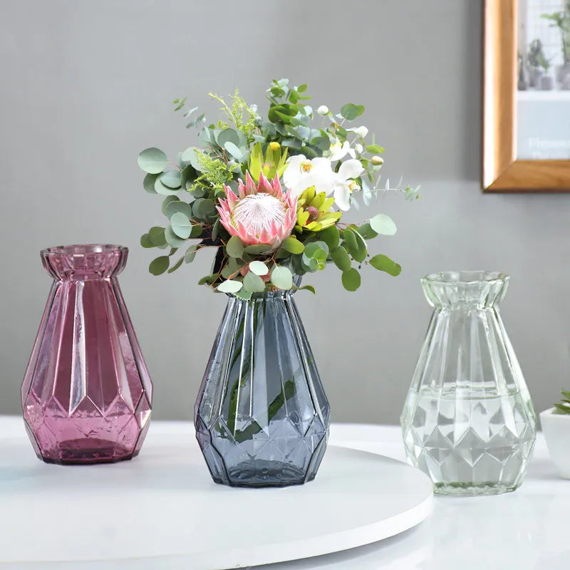 Vase à fleurs en verre Transparent Simple, petit Pot de fleur fraîche, bouteille de rangement, décoration de salon de maison, ornements, Arrangement de fleurs