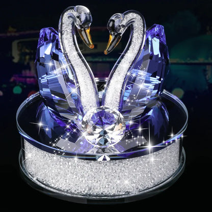 Art Exquisite Handmade Crystal Swan Crystal Animal Figurines Glass Car Ornament Decor Couple Swan With Base Home Decor Xmas Gift