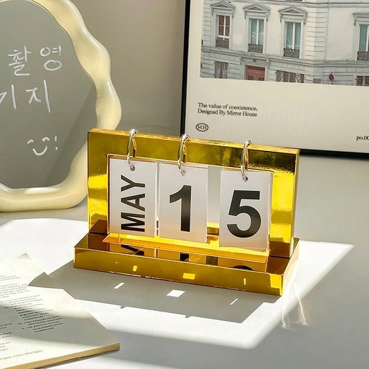 Ins Modern Exquisite Bedroom Flip Calendar Desk Calendar Office Advanced Desktop Decoration for Friends Commemorative Gift