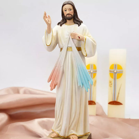 Gottes Barmherzigkeit Katholische Statue Figur Familie Gebet Ornamente Jesus Christus Home Dekoration Harz Handwerk