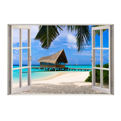 Window Effect Landscape Poster Bedroom Seascape Sea View Canvas Painting and Prints Wall Art Picture for Living Room Home Decor