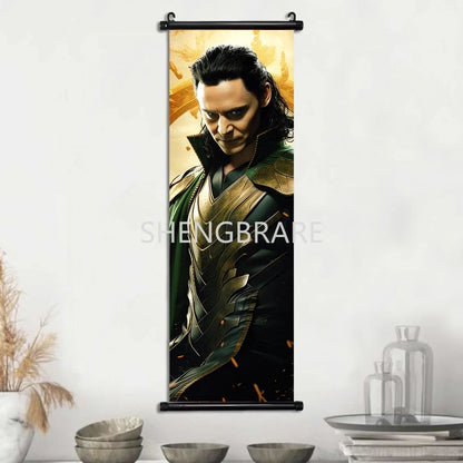 Marvel The Avengers Movie Loki Hanging Scroll Poster Artwork Home Decoration Decor Avengers Wallpaper Canvas Painting Print Gift