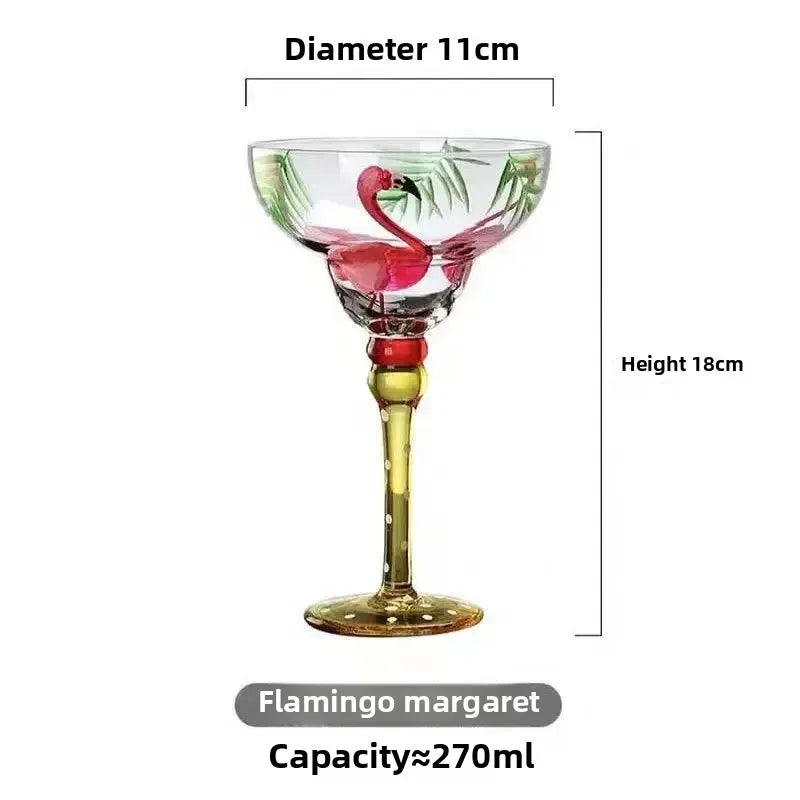 Handmade Colorful Margarita & Champagne Cocktail Glasses Set Creative Design for Home Bar Wedding Party Elegant Unique Drinkware