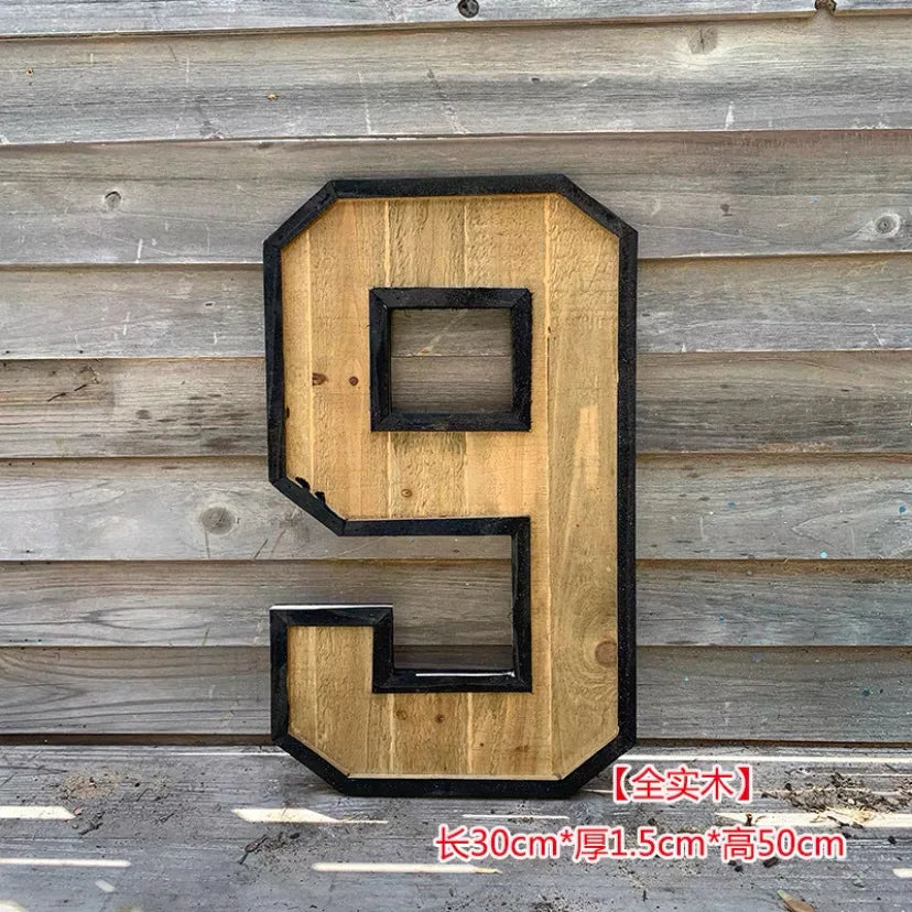 Uppercase English Letter Combination Distressed Solid Wood Bar Ornaments Cafe Shop Logo Decor Desktop Crafts Art Decoration